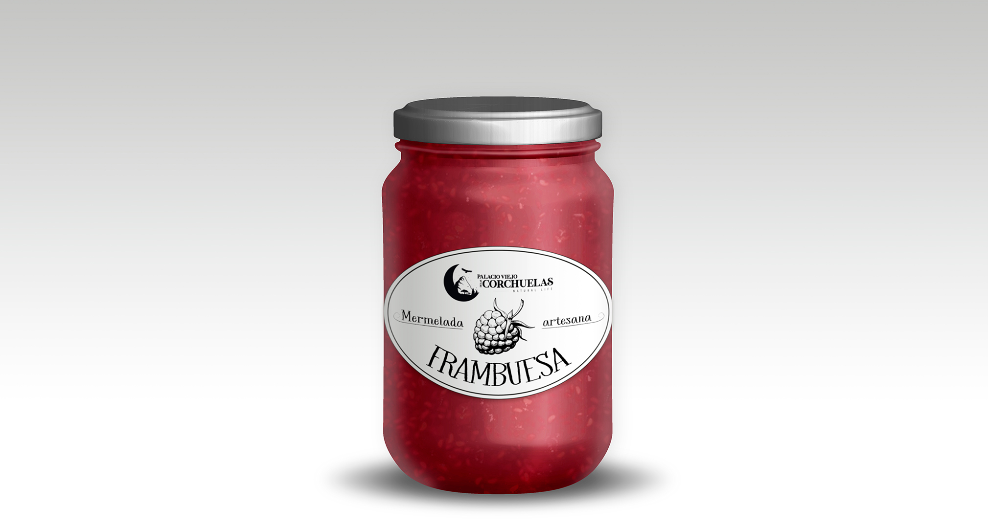 Mockup de etiqueta de mermelada de frambuesa